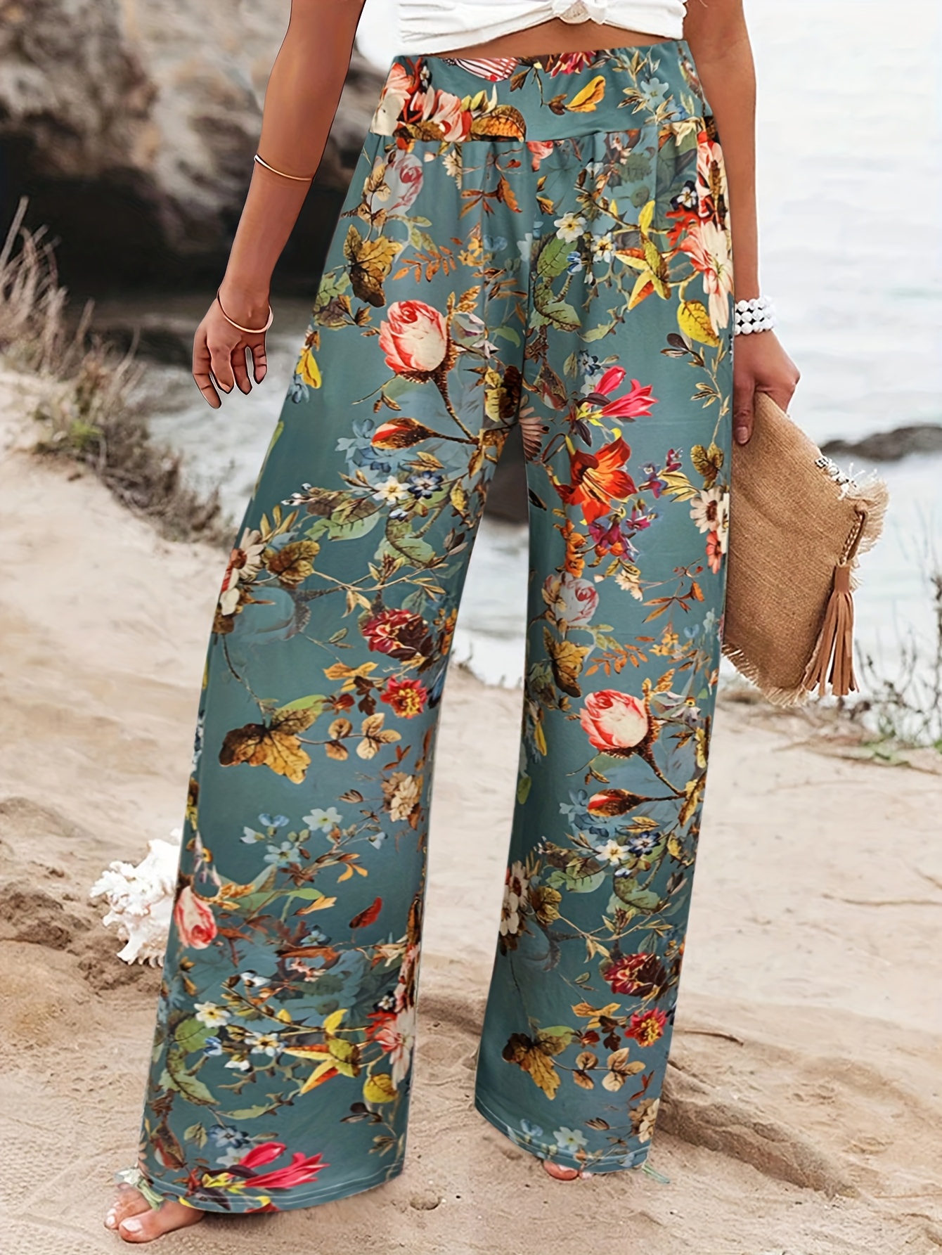 Women's Loose Cotton Linen Wide Leg Pants For Summer Vacation