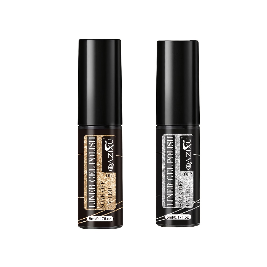Image of Qazixu 1/2pcs Reflective Painting Gel Nail Gel, Sparkling Super Glossy Line Semi-permanent /led Gel Nail Gel, Versatile Golden And Silvery Line Graffiti Painting Stripe Gel, Suitable For Nail Art