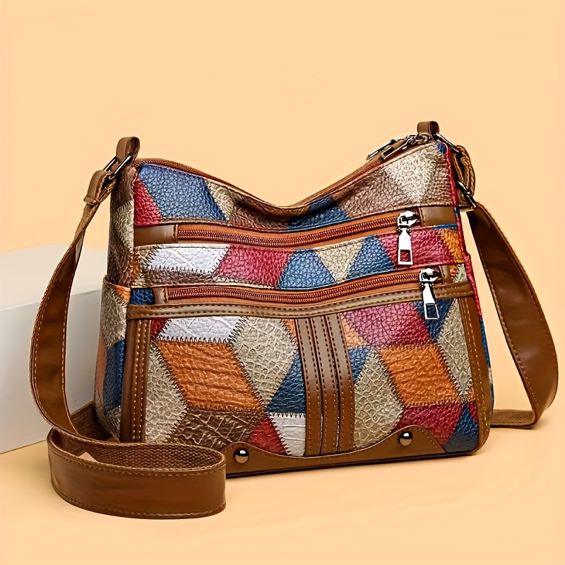 Image of New Multi-pocket Bohemian Ethnic Style Shoulder Bag With Long Strap, Worn As A Crossbody Bag, Personal Items Organizer