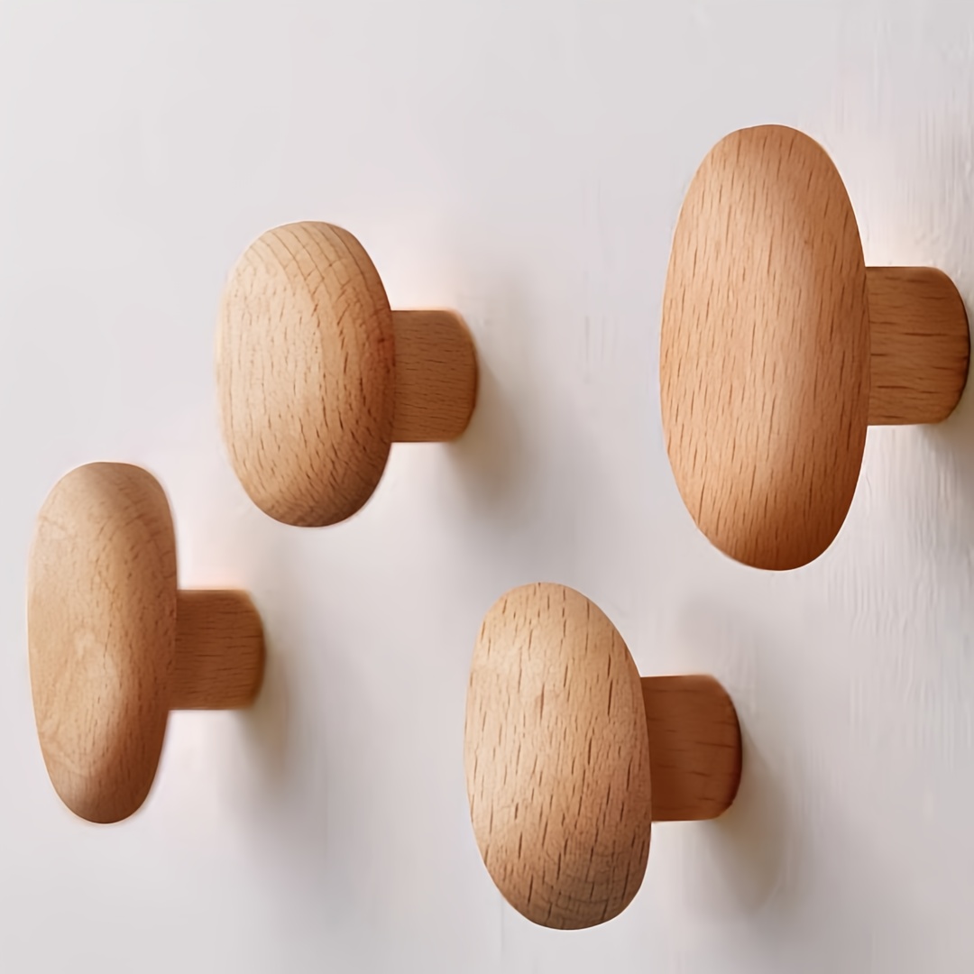 TEMU Set Of 4 Wooden Wall-mounted Coat Racks, Durable And Decorative Handmade Wooden Hangers For Backpacks, Towels, And Hats (available In Walnut And