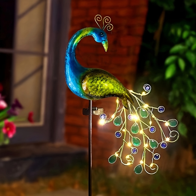 

1pc Solar Peacock Lawn Light, Garden Light, Peacock Crafts, Iron Ornaments, Socket Yard Light