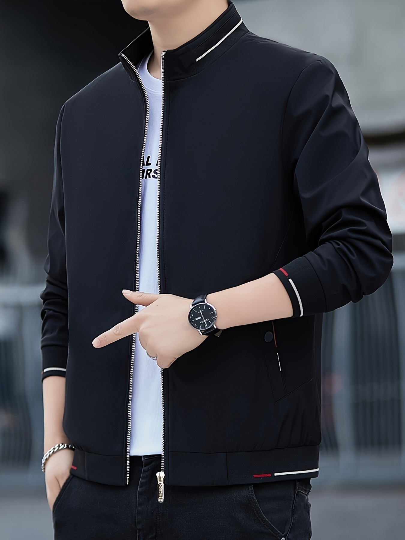 men's spring autumn stand collar jacket new 2025 style loose
