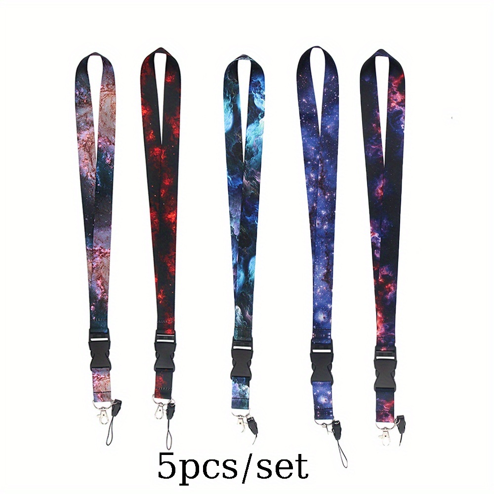 E-shop 5-teiliges Set Sternenhimmel Cartoon Halsband Schlüsselband Schlüsselanhänger Ausweishalter ID Kreditkarte Pass Hängeseil Handy-Charm Zubehör