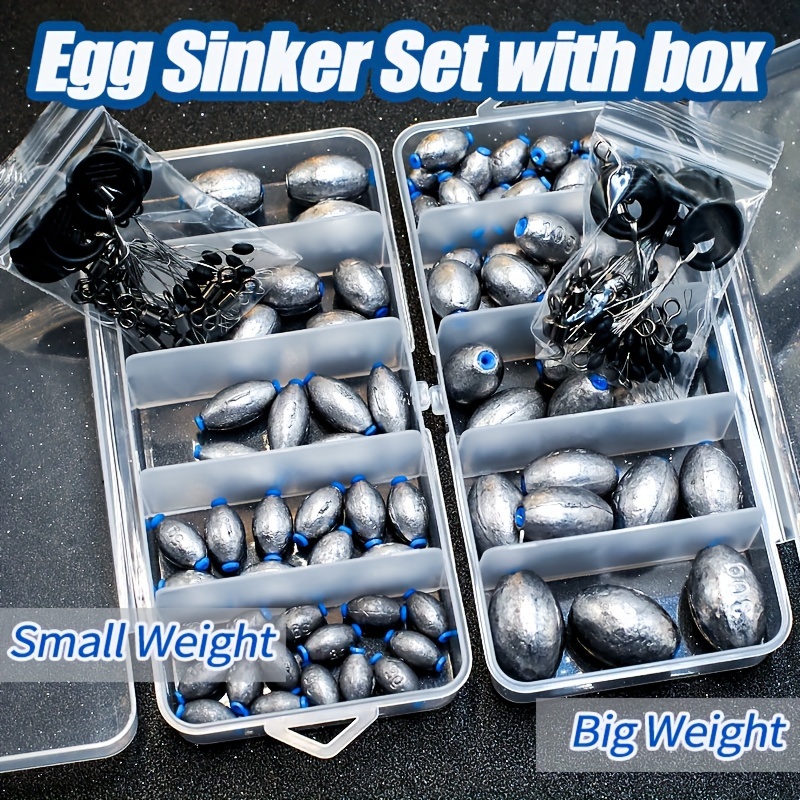Egg Sinker Set Storage Box Oval Lead Sinker Fishing - Temu