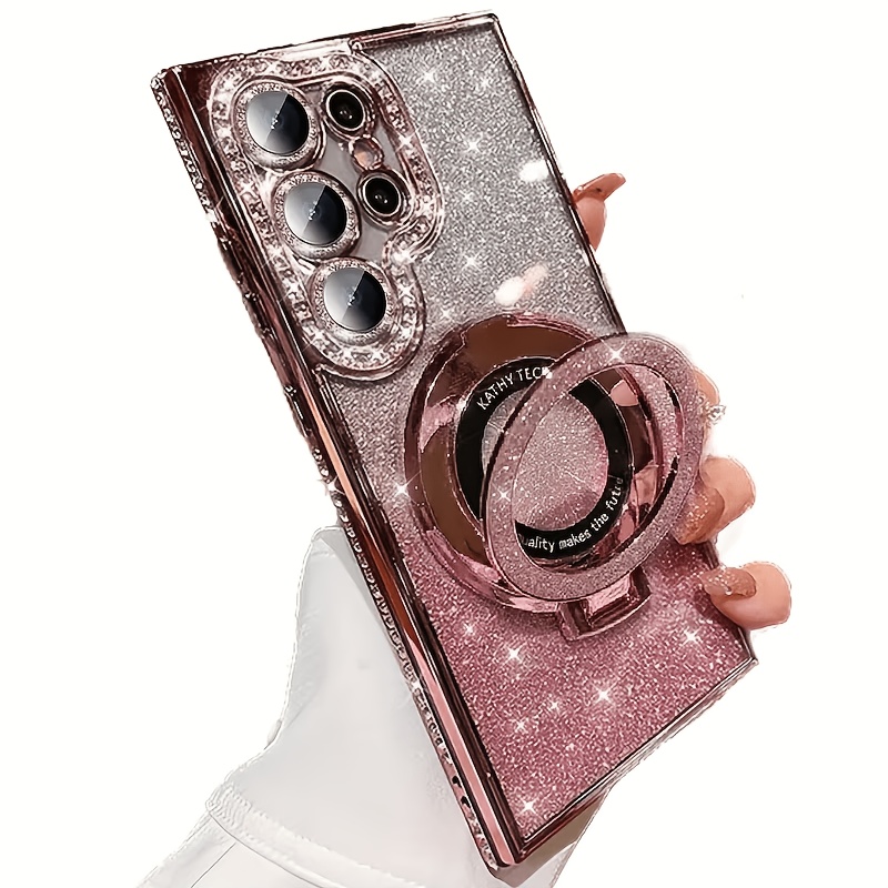 TEMU Phone Case - [side Drill Shimmering Magnetic Bracket] Suitable For Galaxy S26 Ultra S26 S26 Plus S25 S24 S23 S22 S23 Plus S24 Ultra S25 Side