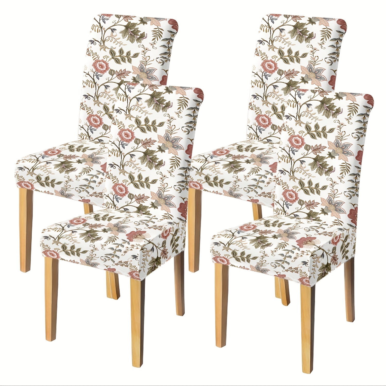 Image of Thickened Polyester Stretch Chair Covers In Sets Of 4/6/8, Printed Elastic Dining Chair Covers, Washable Polyester Chair Protectors For Home Use, Universal Decorative Stool Covers