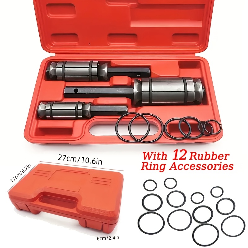 TEMU 3pcs Exhaust Pipe Expander, Includes 12 Rubber Rings Expansion Tool Set Suitable For Most Vehicles And Trucks, Without Battery