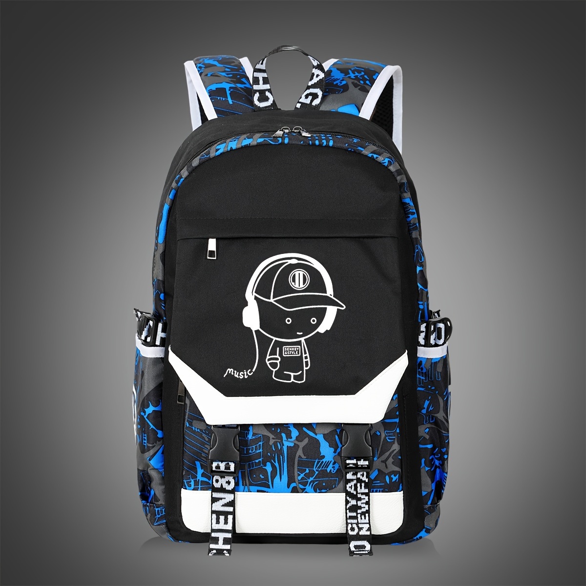 TEMU Large Capacity Casual Travel Outdoor Backpack Pocket Backpack, Fluorescent School Bag, Outdoor Leisure Graffiti Printed Travel Bag