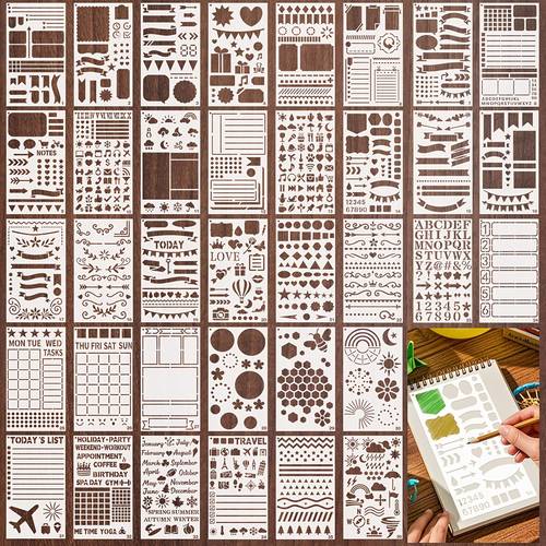 36 szt. szablonów do dziennika, szablonów do scrapbookingu, szablonów do rysowania, szablonów do dziennika 4x7 cali