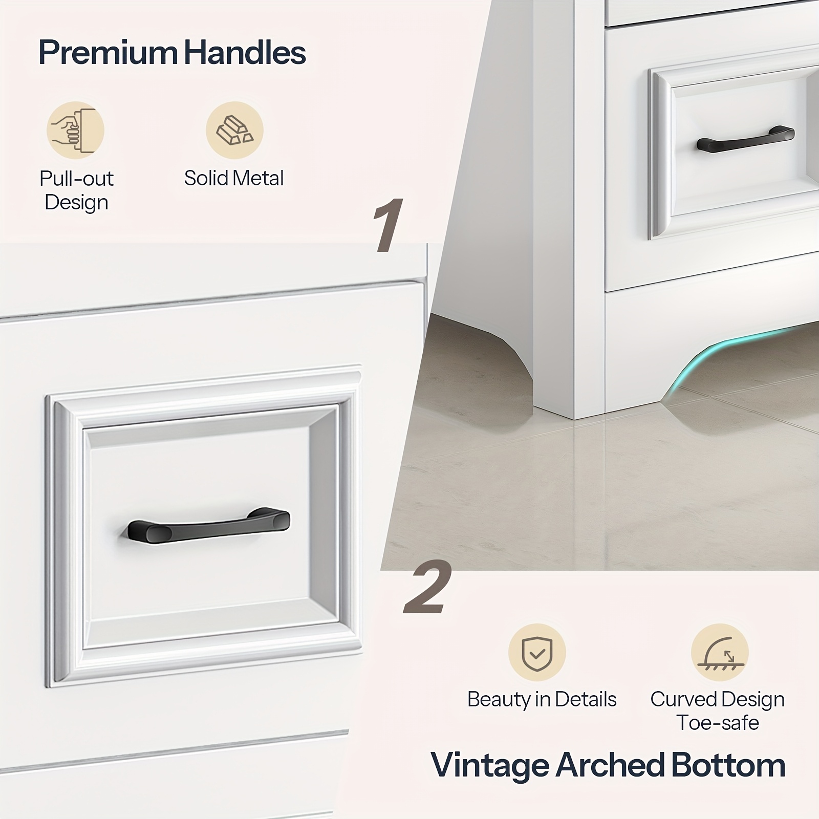 white bathroom vanity with sink   cabinet with ceramic countertop drawers and cabinet arc   design and metal glides drain kit not included for bathroom Product details 7