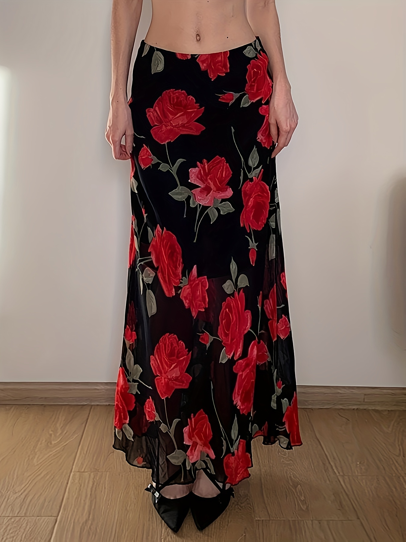 womens vintage floral mesh layered high Temu United Arab Emirates