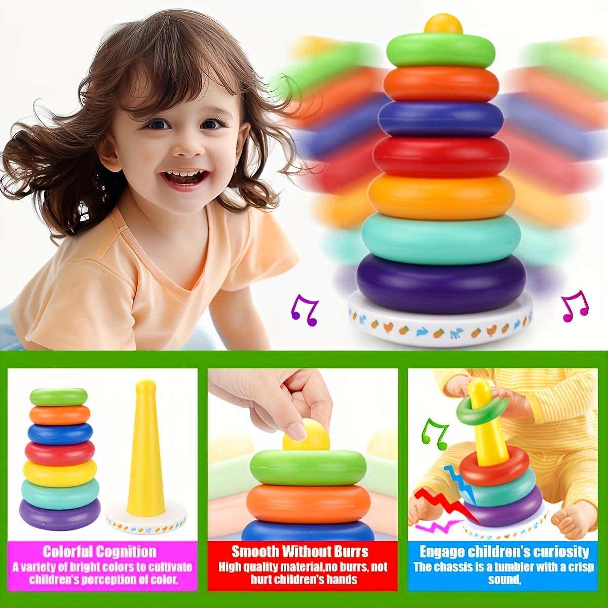 Rainbow Stacking Blocks Sensory Toy for Educational Play