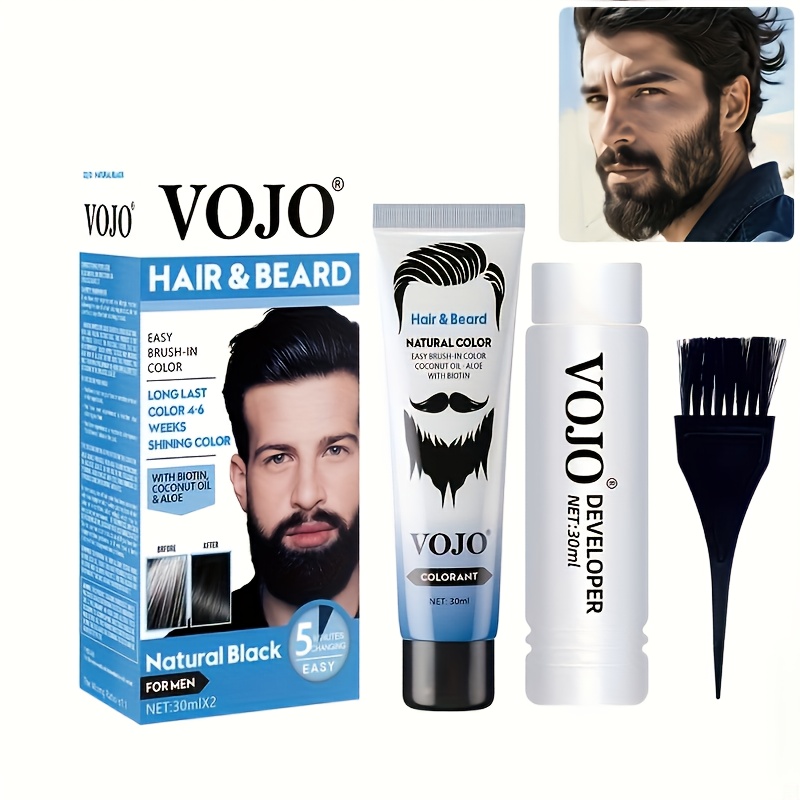 Image of Men's Beard Dyeing-white Hair Covering, Natural Black Hair Dyeing, And Dark Brown Easy-to-dye Hair Cream.