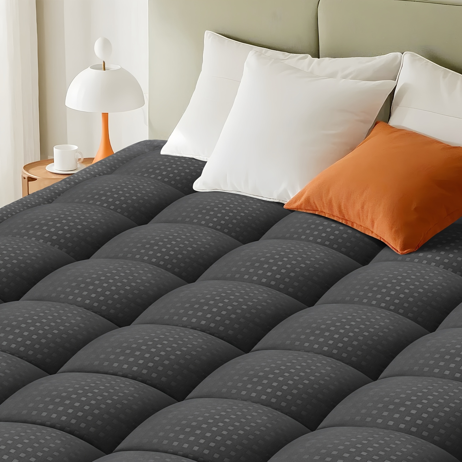 Cooling Pillow Top Mattress Pad, Quilted Topper With 3d 7d Fibre Filling, Soft Airflow Layer