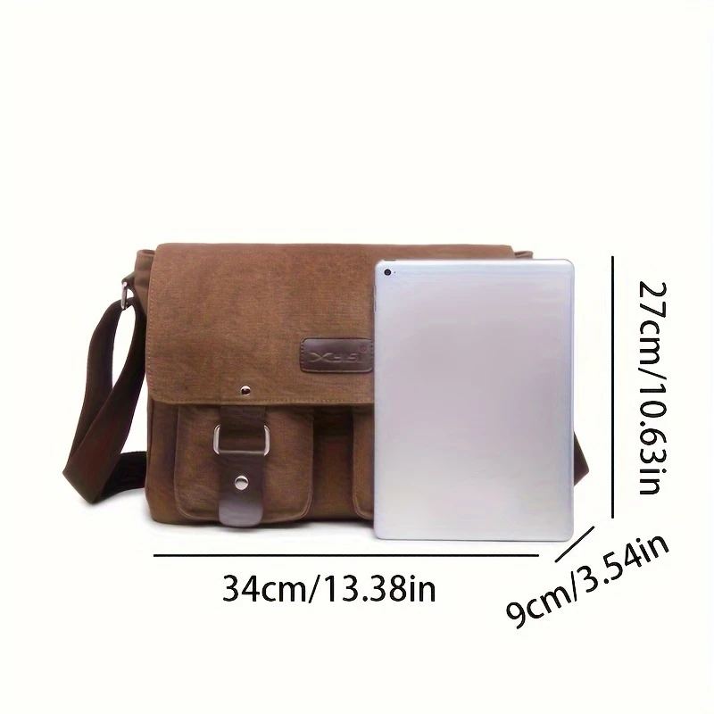 large capacity retro canvas messenger bag durable flag satchel bag causal laptop bag shoulder bag book bag details 6