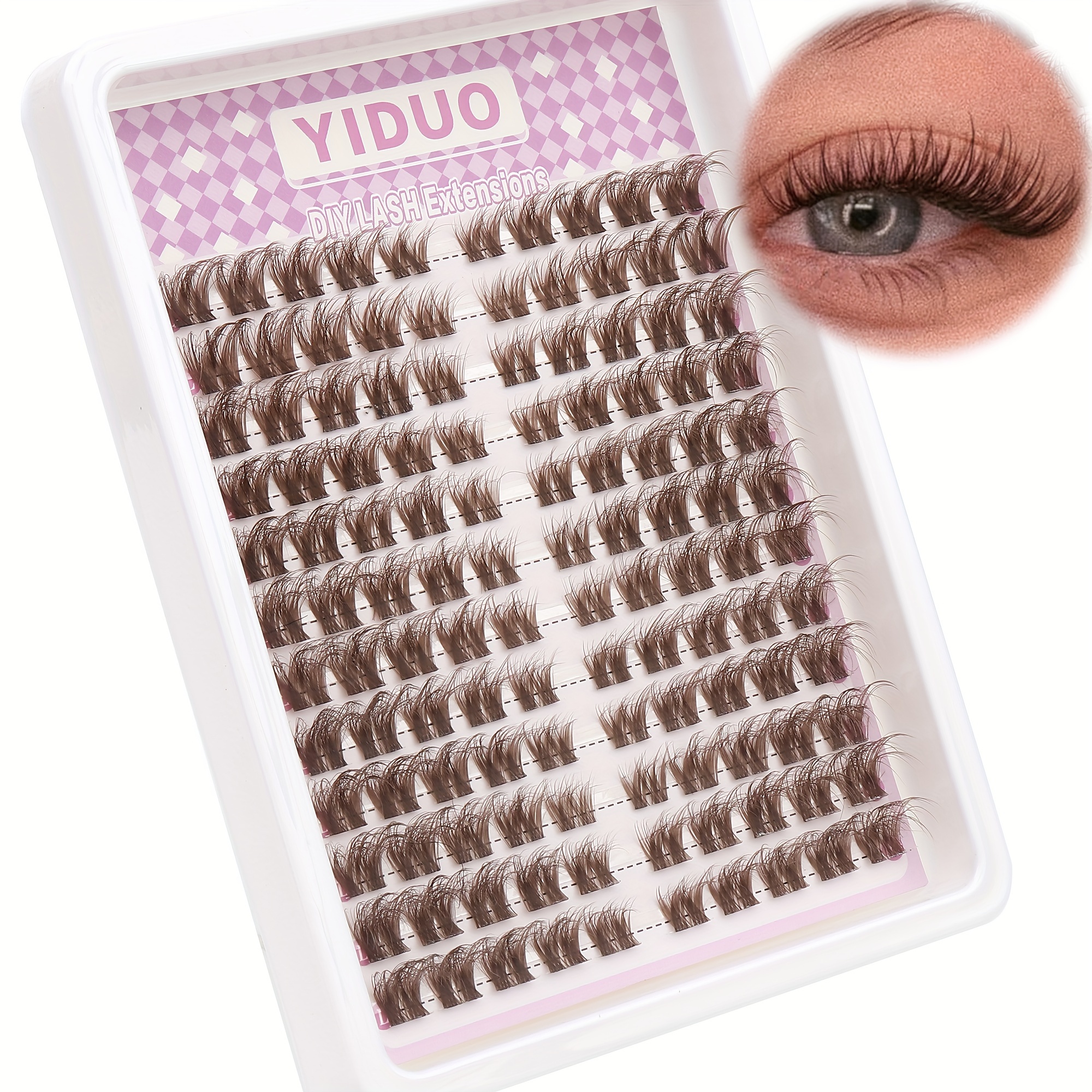 

Yiduo 120 Diy Eyelash Extensions - Fluffy, Doll, Cat Mix - Ultra Thin Band, Reusable C False Lashes, Beginner Friendly - Mixed Lengths 10-15mm, Brown