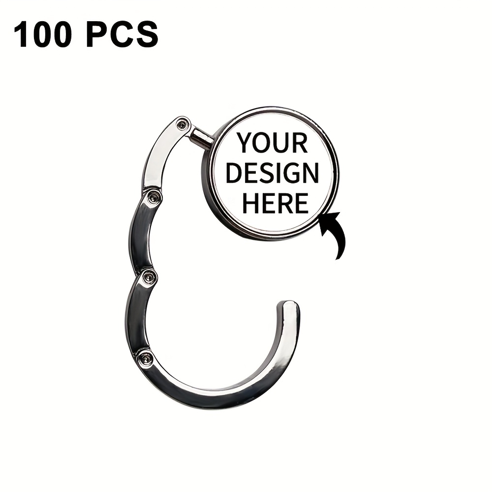 TEMU Set Of 100 Personalized Purse Hooks, Custom Folding Handbag Hangers, Table Hooks For Bag Storage, Women's Bag Organization, And Party Gifts For