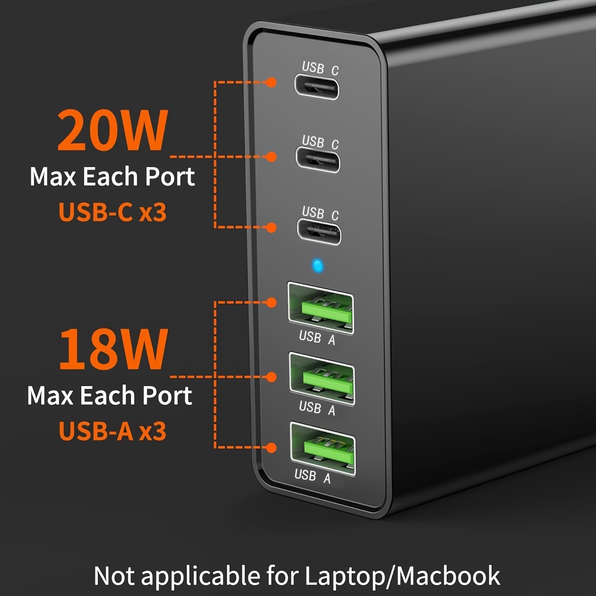  Cargador USB C de 100 W, adaptador de corriente alterna de 20 V  5 A, cargador rápido USB-C GaN, compatible con MacBook Pro/Air, Chromebook,  Lenovo, Dell, HP, Asus, Huawei, Samsung, Switch