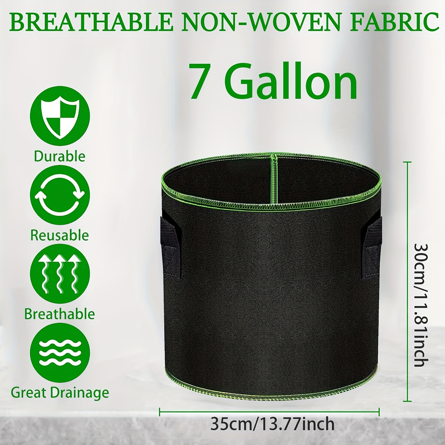 TEMU 1pc, 3.0/7.0 Gallons, Non-woven Fabric Planting Bag, Thickened Non-woven Seedling Pot, Gardening Planting Bag, Flower Pot, Tomato Planting Bag,