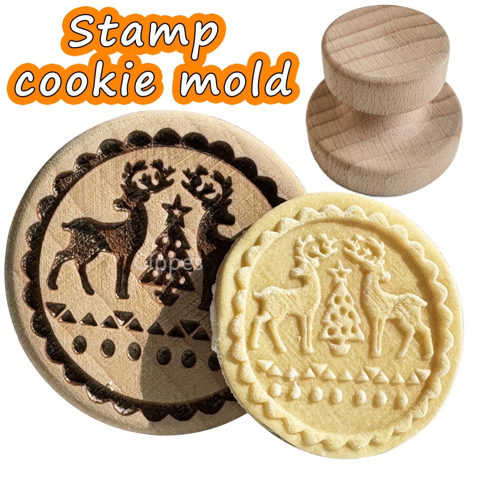 

Christmas Stamp Cookie Mold - Wooden Press For Festive Baking - Suitable For Christmas, , And Easter