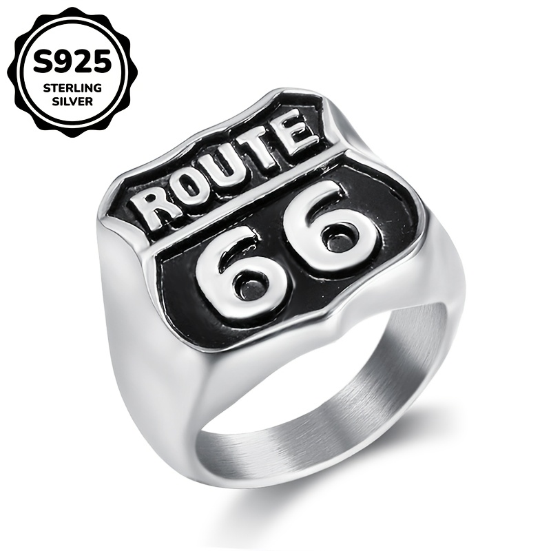 Image of 1pc S925 925 Silvery Plated Retro Distressed Number 66 Men's And Women's Ring Gift Us Size 7-14 Optional High-quality Jewelry Wear