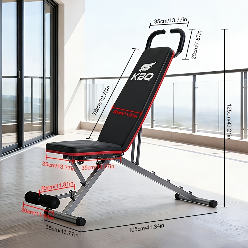 Image of Kbq Multifunctional Foldable Roman Chair, Extra Long & Wide Dumbbell Bench, Adjustable Fitness Chair For Core, Chest, Training, 600 Lbs Weight Capacity, For , Black