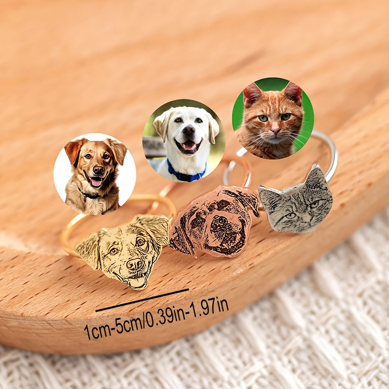 Custom Photo Engraved Pet Portrait Ring, Personalized Gift