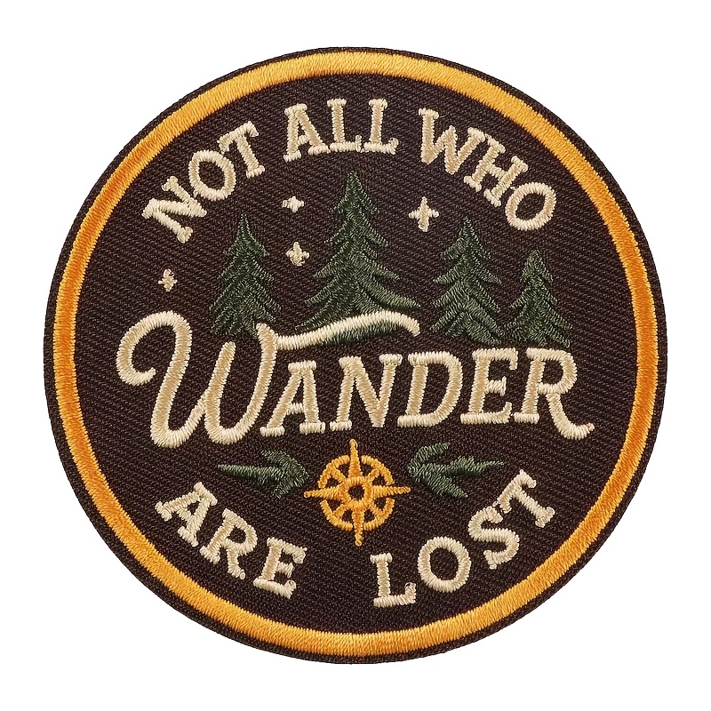 TEMU 1pc Vintage Embroidered Patch - "not Are Lost" Embroidered Iron On Patch For Backpacks, Jackets, Bags