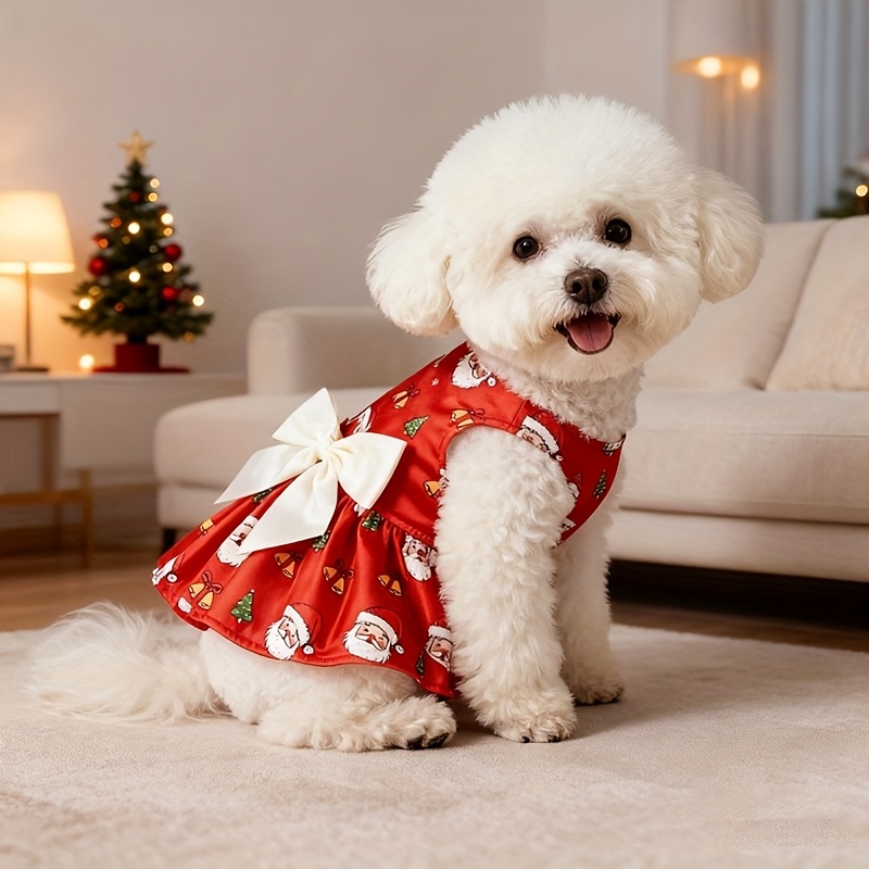 christmas dog dress multiple patterns features a large bow - Temu United  Kingdom