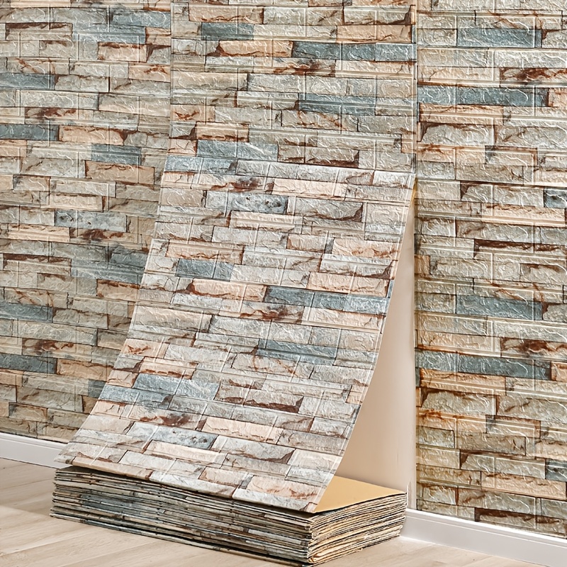 haitingshang self   waterproof pvc 3d textured wallpaper peel stick continuous panel for   kitchen bathroom   thick film suitable for living room bedroom balcony