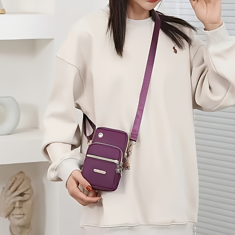 1pc Women's Fashion Crossbody Cell Phone Purse, Casual Multi-Pocket ZipShoulder Bag with Adjustable Strap, Compact Sports Coin Pouch AndEarphone Holder for Daily Travel Commute Certificate Storage