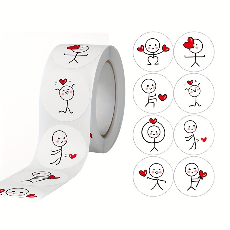 

500pcs Roll Of 20mm Heart-shaped Valentine's Day Stickers - Self-adhesive Love Labels For Wedding, Holiday Gifts & Envelope Sealing