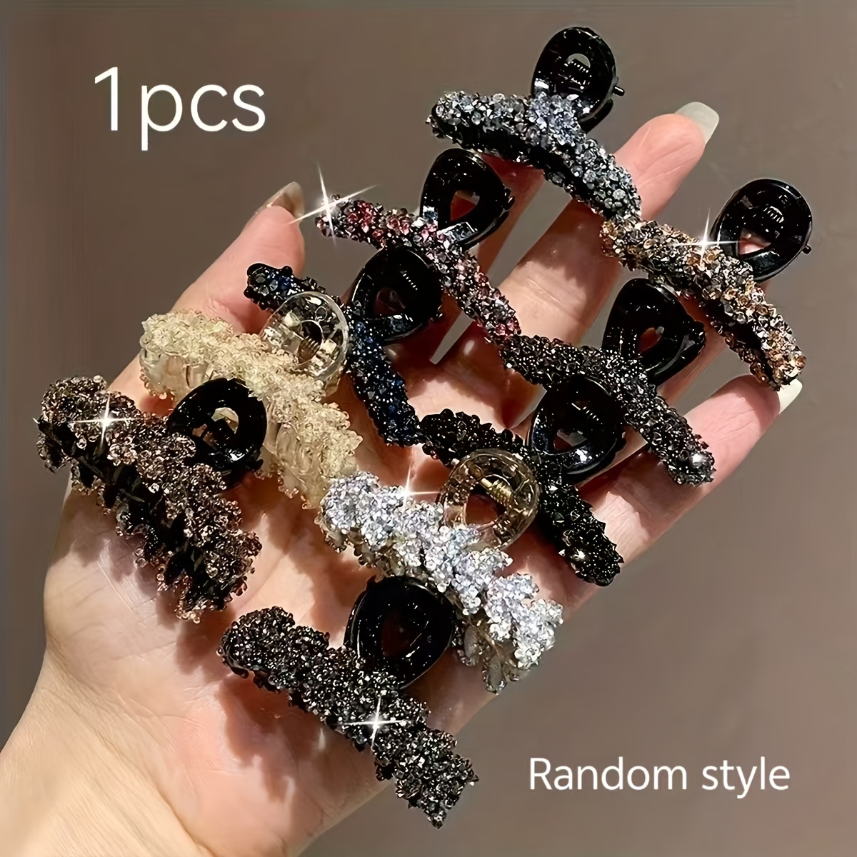 TEMU 1pc Random Style Women's Multicolor Rhinestone Hair Clip, Vintage Elegant Style Women's Accessory, Suitable For Holidays And Daily Use, School