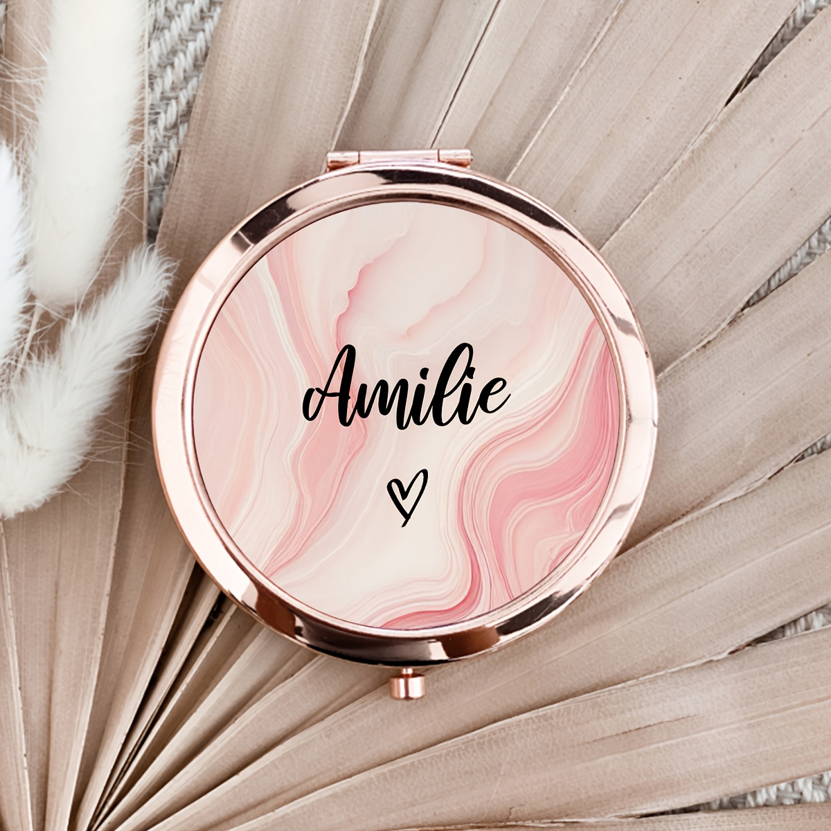 E-shop Personalisierter Mini-Kosmetikspiegel mit Marmor-Muster und individuellem Namen, exquisiter Geschenkbox, Make-up-Taschenspiegel für Damen zum