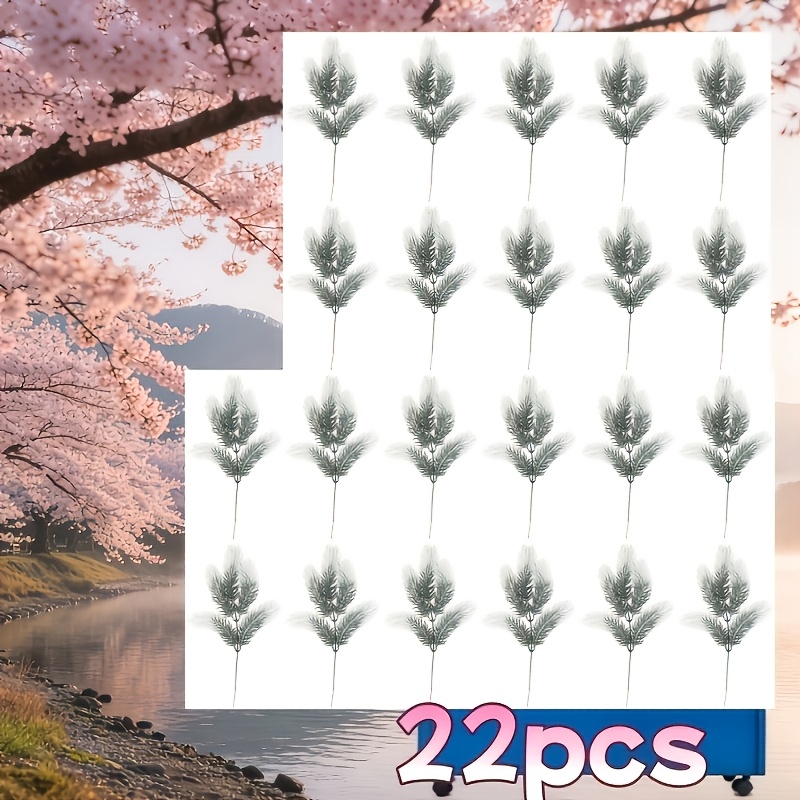 TEMU 22pcs Elegant Artificial Cedar Branches - Realistic And Beautiful Fake Flowers, Suitable For Home Decor Items, Doorway Ornaments, Garden