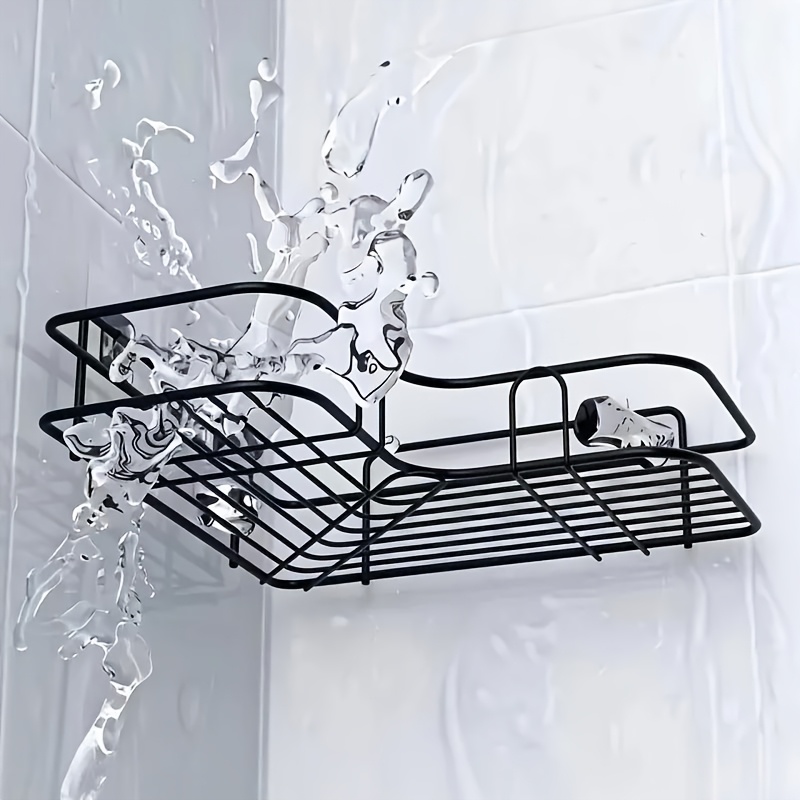 TEMU Anti-rust Stainless Steel Corner Shower Shelf- Multi-compartment Wall-mounted Bathroom Organizer For Shampoo, Toner, , Space-saving Design,