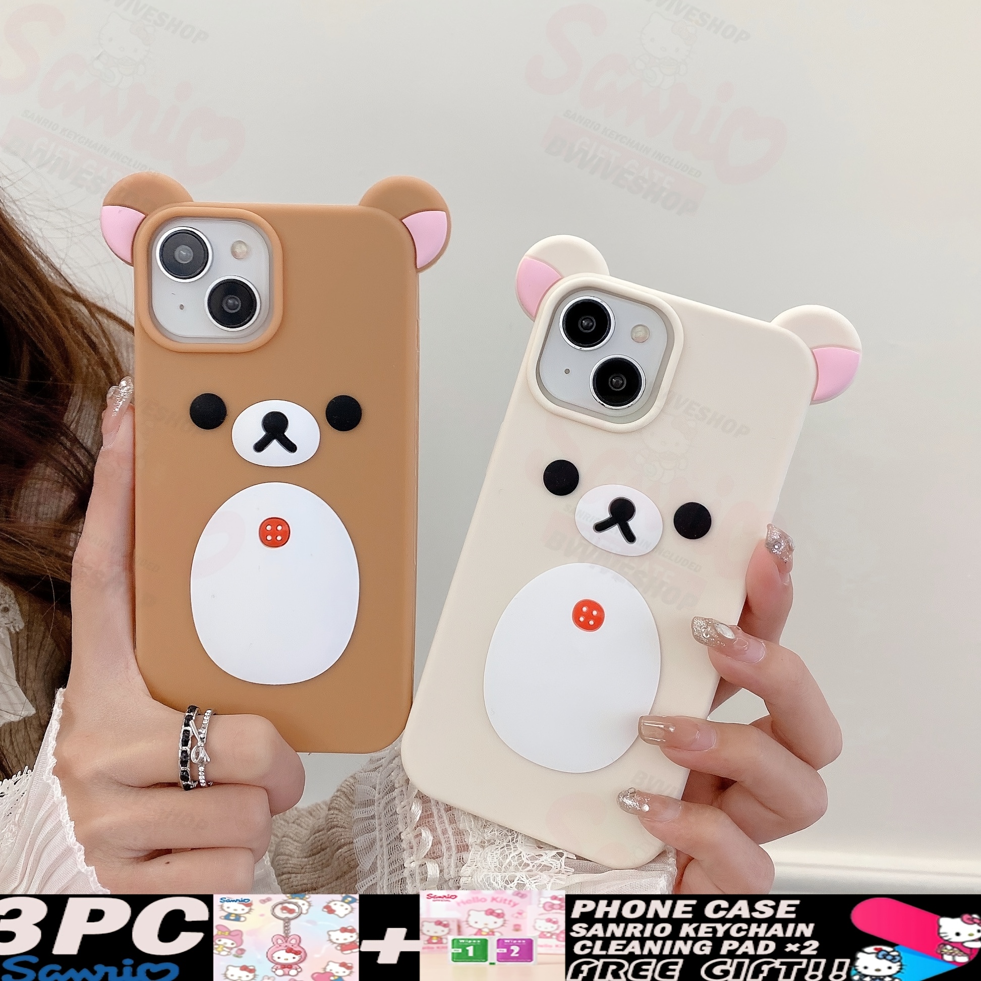 phone cases with loop Bear Finger Ring Loop Stand Soft Rubber Cover Apple iPhone 7 Case –  BingBongBoom