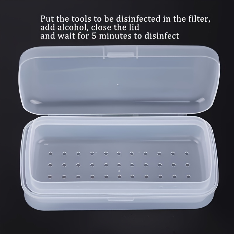 Nail Tray Disinfection Box - Designed For Sanitizing And Cleaning Manicure Tools And Equipment In Nail Salons, Featuring A Transparent Storage Box For Easy Organization And Disinfection Of Nail Tools