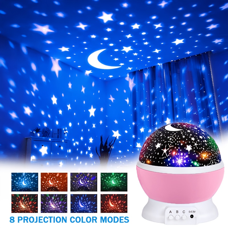 TEMU Starry Sky Moon Projection Light, Powered Rotating Ambient Lamp, Decorative Projector For Holiday And Bedroom Decoration, Battery Not Included
