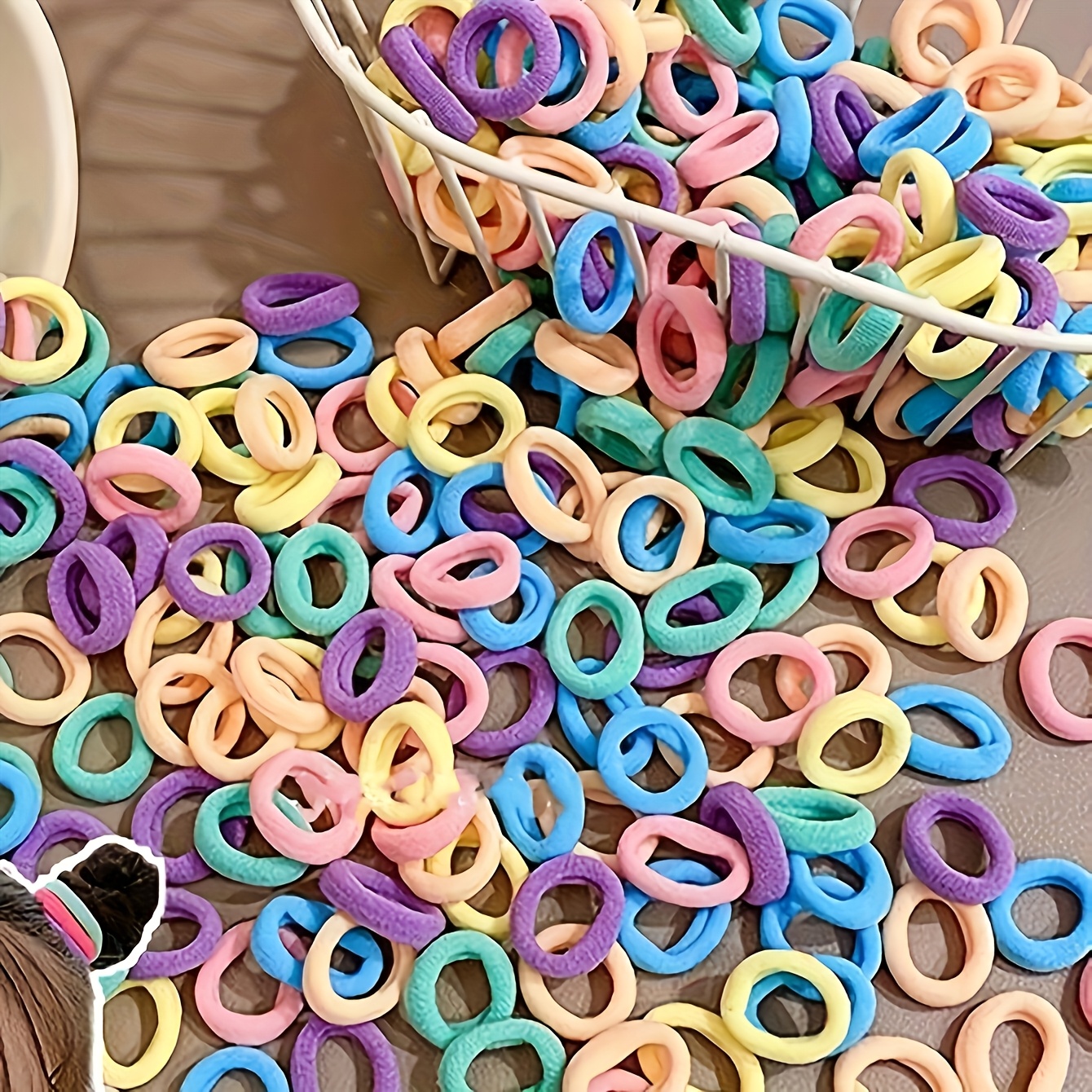 TEMU 600pcs Colorful Hair Ties Set For Girls, Elastic Ponytail Holders & Scrunchies, Perfect For Long & Short Hair, Casual Charm Accessories Gift