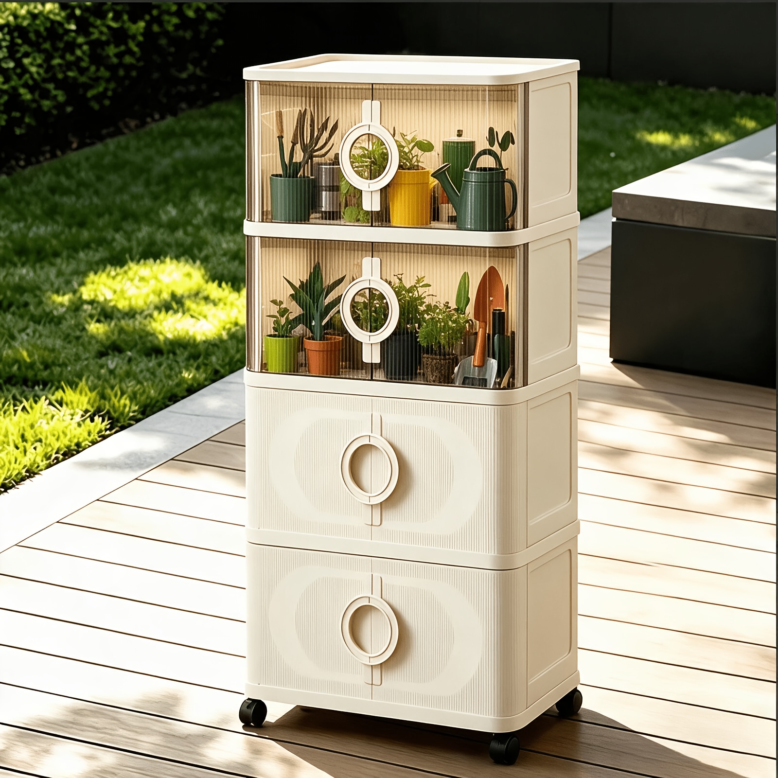 Image of Storage Cabinets With Swivel Wheels, Foldable, And Stackable, Suitable For Organizing Your Bathroom, Bedroom, Living Room, And Kitchen.