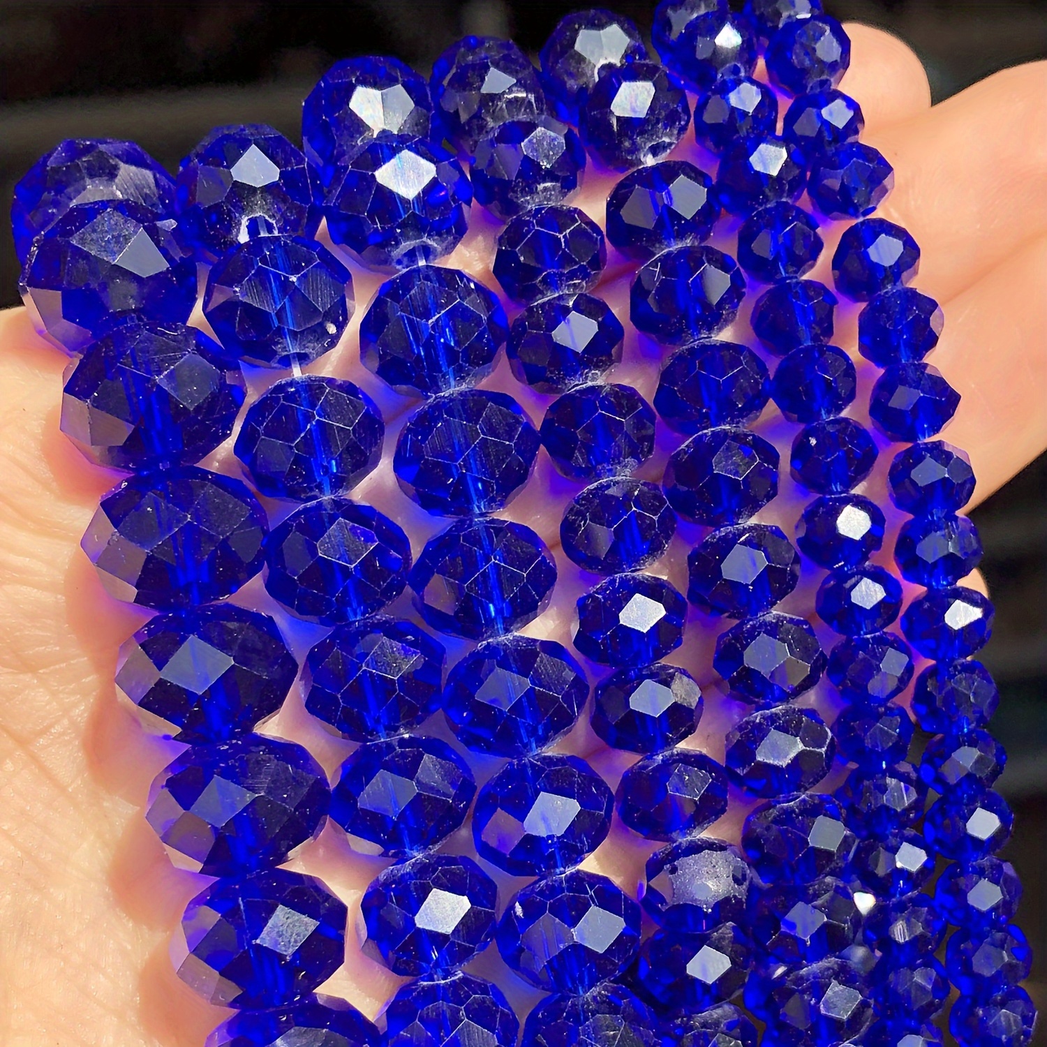 

Faceted Deep Blue Glass Beads Assortment 4mm-12mm - Diy Jewelry Making Supplies For Handcrafted Bracelets And Necklaces - Beads