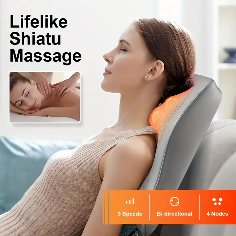 back massager with shoulder massager with 3d kneading massage pillow for back neck shoulder leg rechargeable massagers birthday gifts for women men mom dad details 7