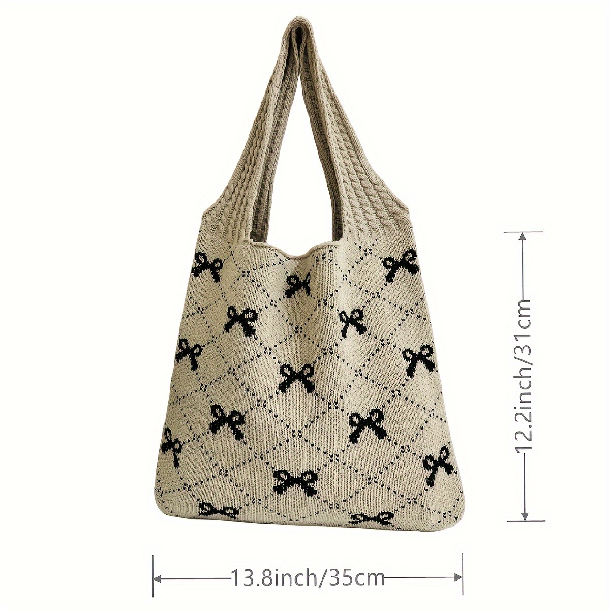 Bowknot Knitted Tote Bag Cute Woven Shoulder Bag Aesthetic - Temu