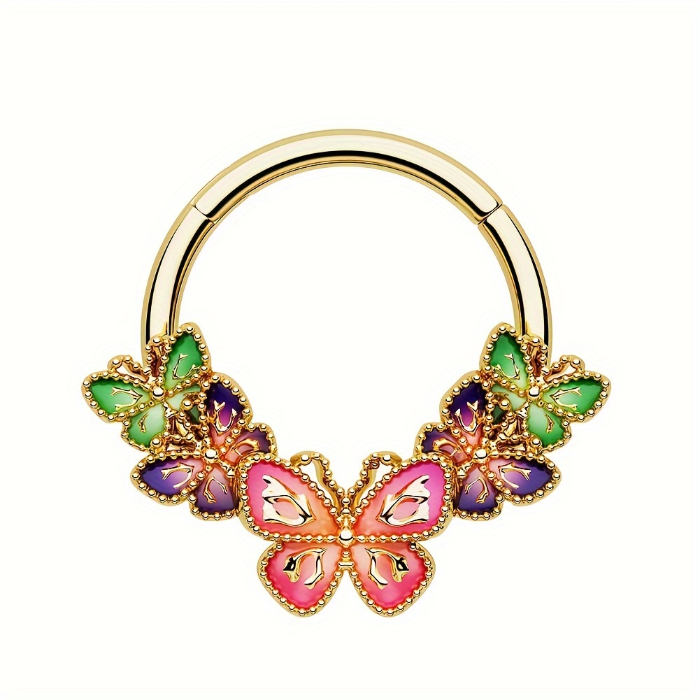 TEMU 16g Iridescent Hinged Septum Ring