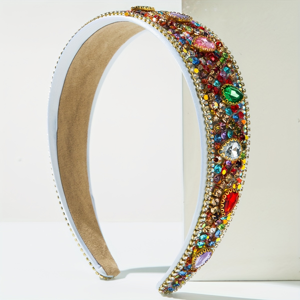 Elegant Multicolor Gemstone Headband elegant bohemian crystal headband women sparkling multicolor  main image 4