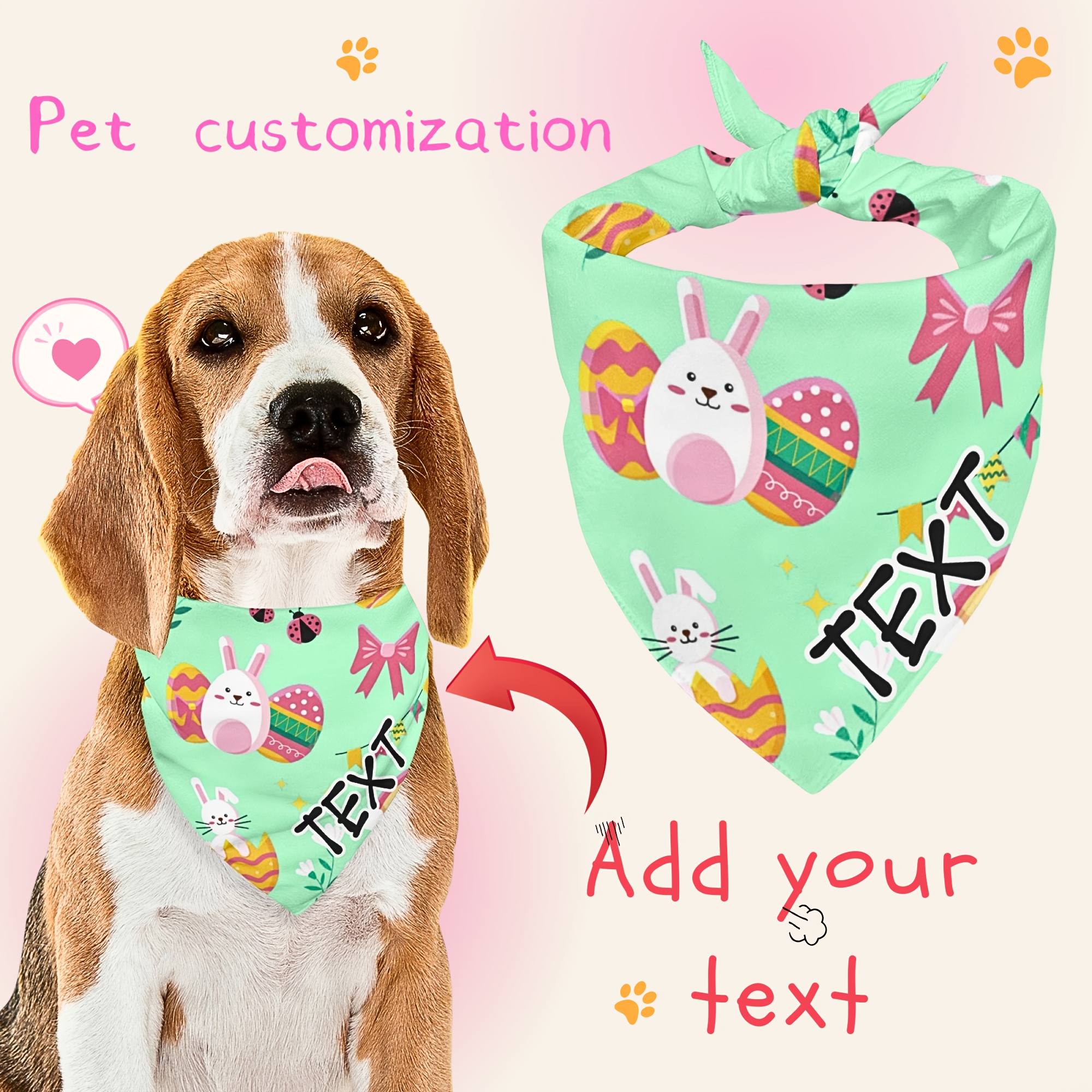 TEMU Custom Dog Scarves Can Have Names Or Other Text Printed On Them, Such As 'd D13' Or 'rabbit Egg'