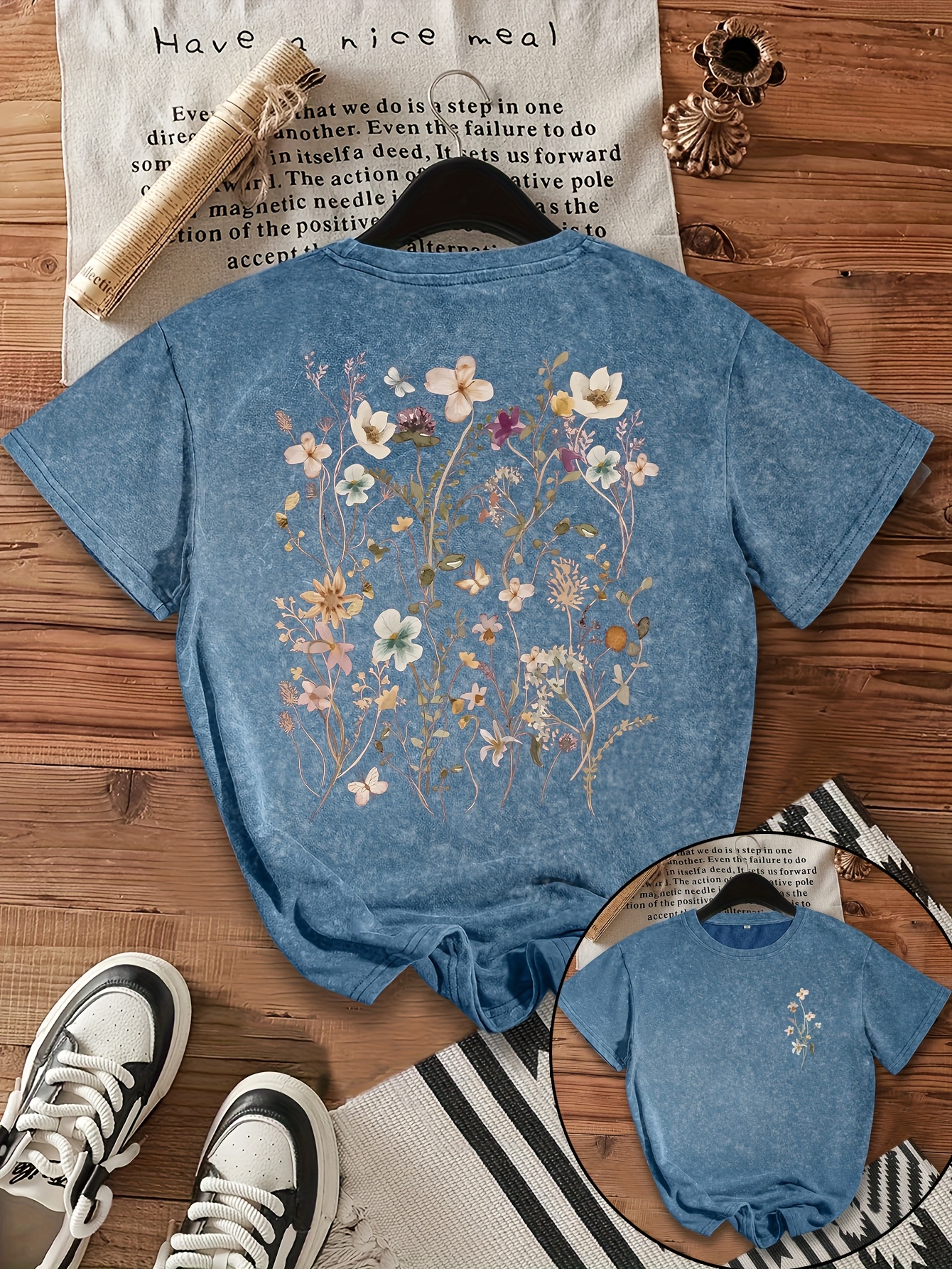 camiseta feminina vintage com estampa floral top Temu Brazil