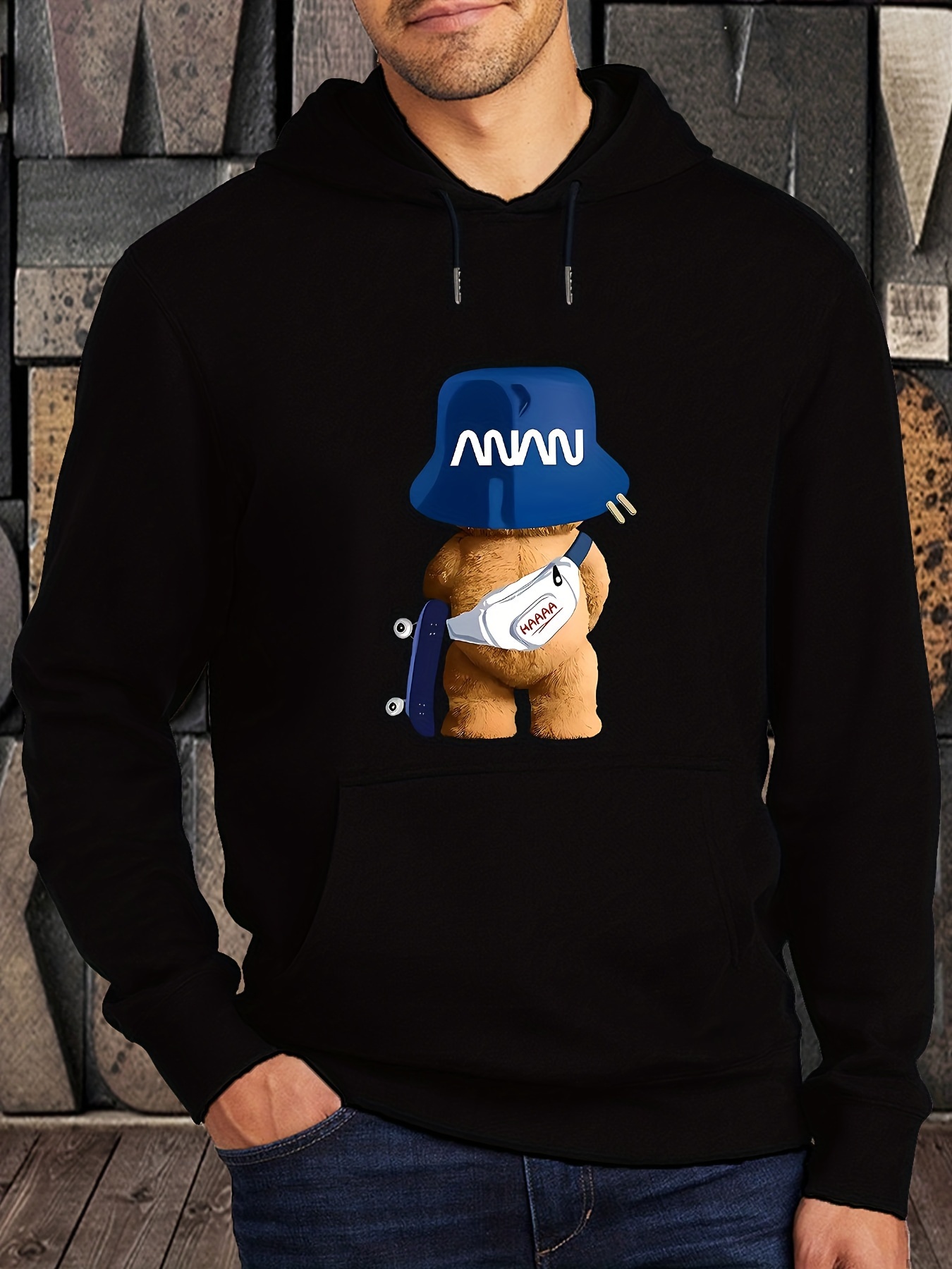 Sudadera con capucha de de skateboarding casual para hombres de  poliéster (95% poliéster, 5% elastano) sudadera con bolsillo frontal, m