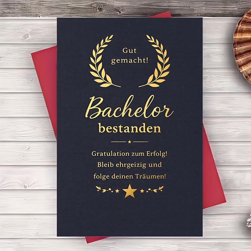 E-shop Ein Umschlag eine Grußkarte Abschluss-Grußkarte Bachelor-Abschluss Glückwunsch Goldenes -Design für Absolventenfreund Familie Kollege Zeremonie
